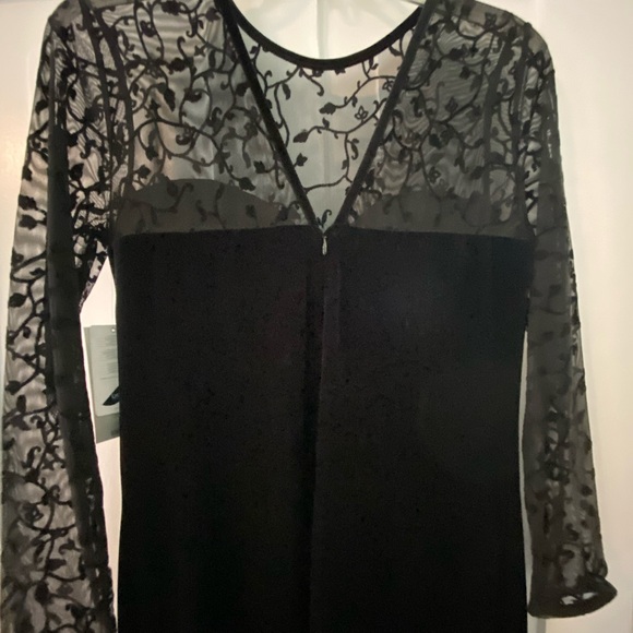 NWT Amanda Smith Black Lace Long-Sleeve Midi Dress - Picture 2 of 3